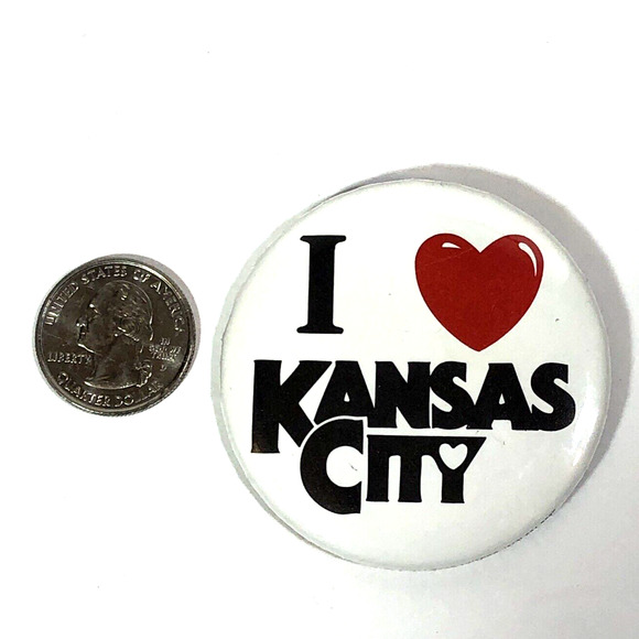 Kansas City Pin I Love Heart KC Large Vintage Retro White Black Red 2 1/4" - Picture 5 of 6